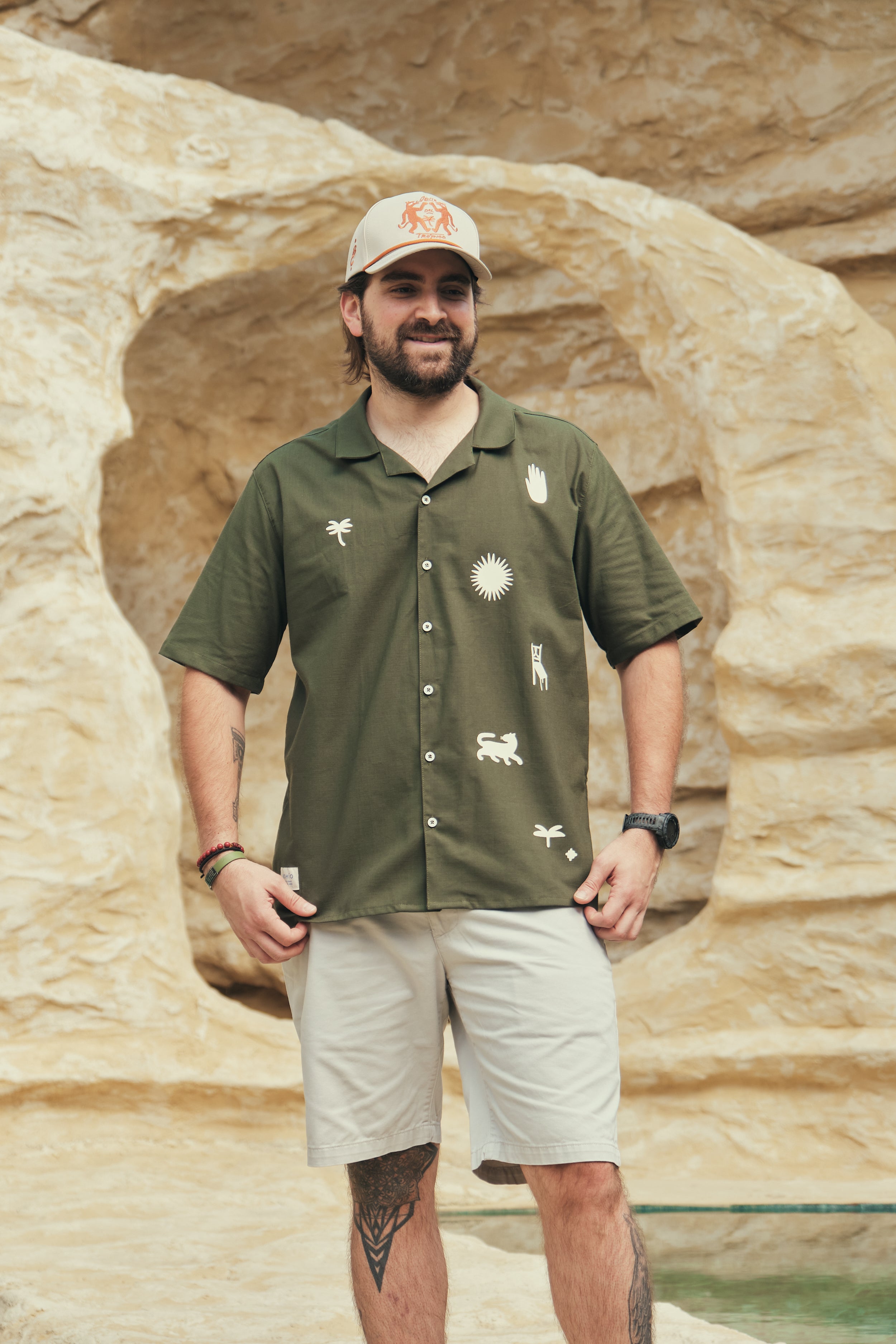 Camisa Hombre Gente Del Trópico Verde Oliva (Algodón 100%)