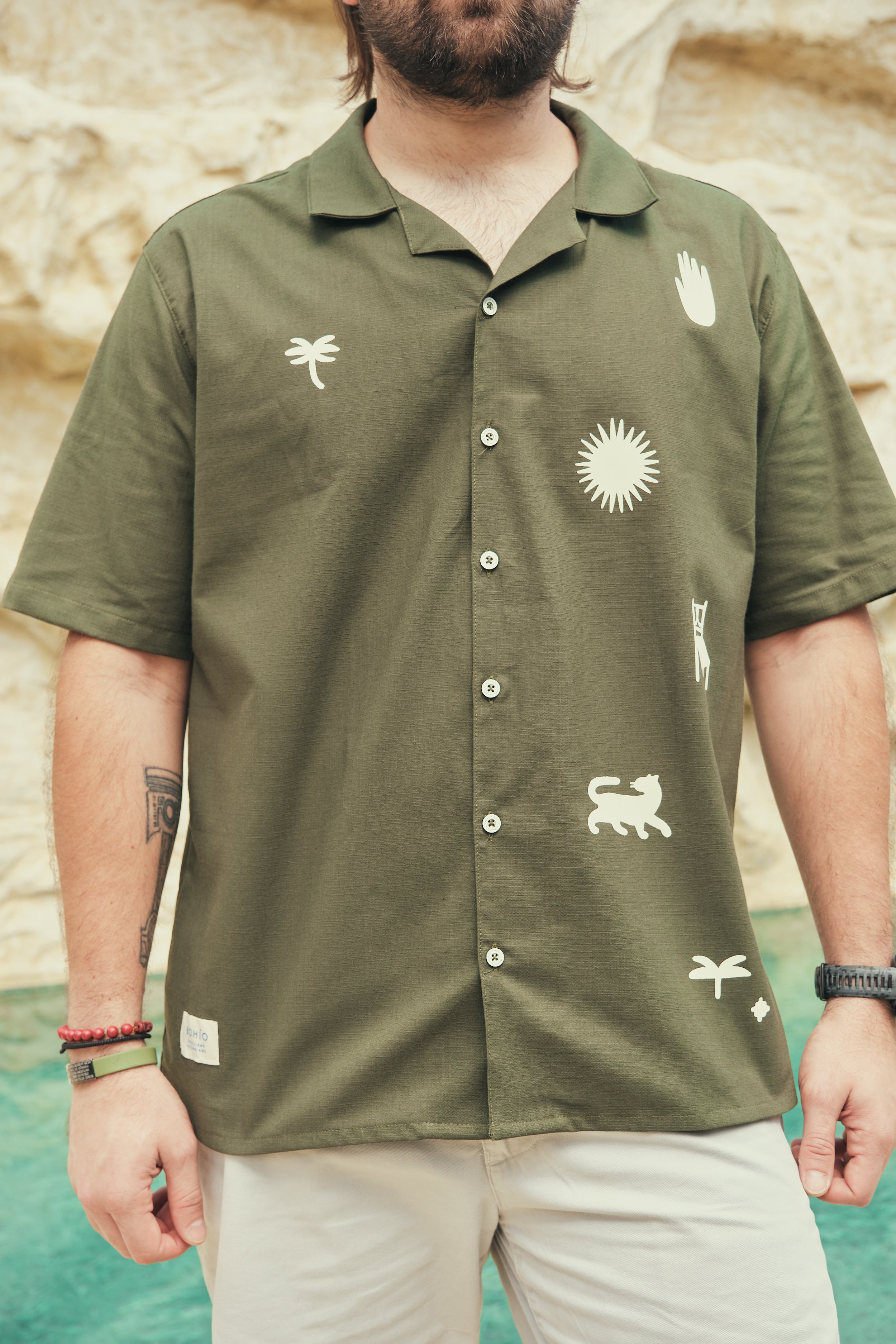 Camisa Hombre Gente Del Trópico Verde Oliva (Algodón 100%)