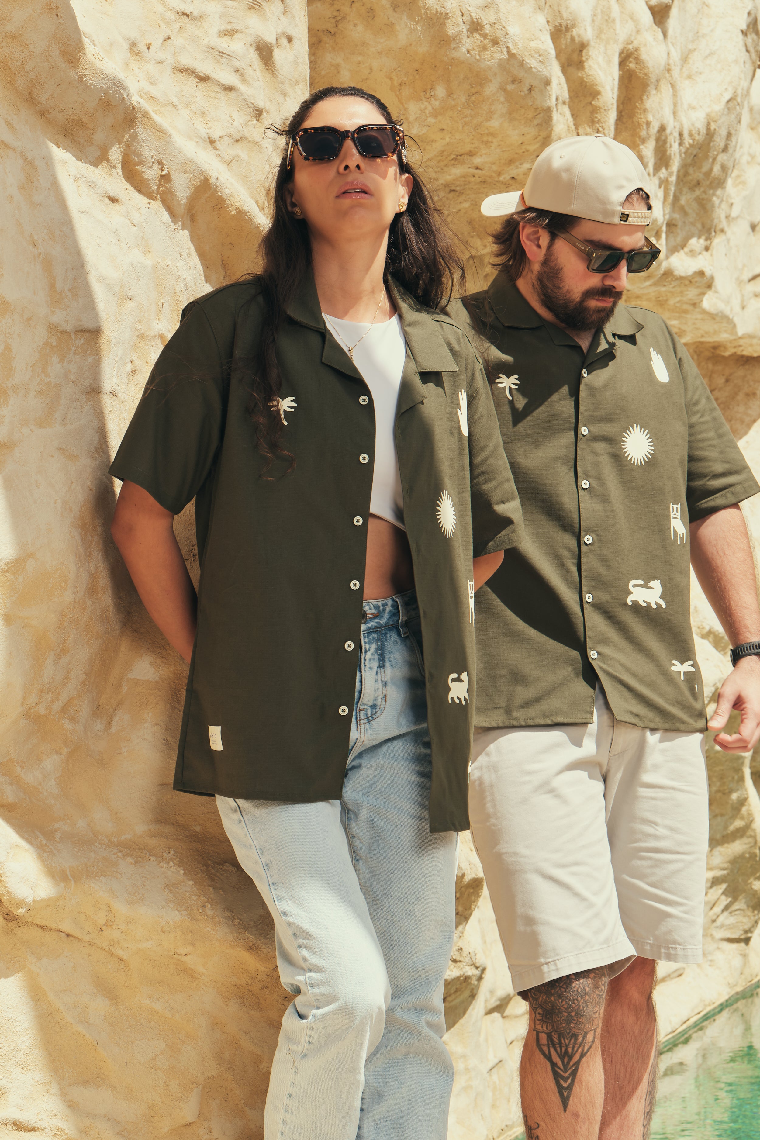 Camisa Hombre Gente Del Trópico Verde Oliva (Algodón 100%)