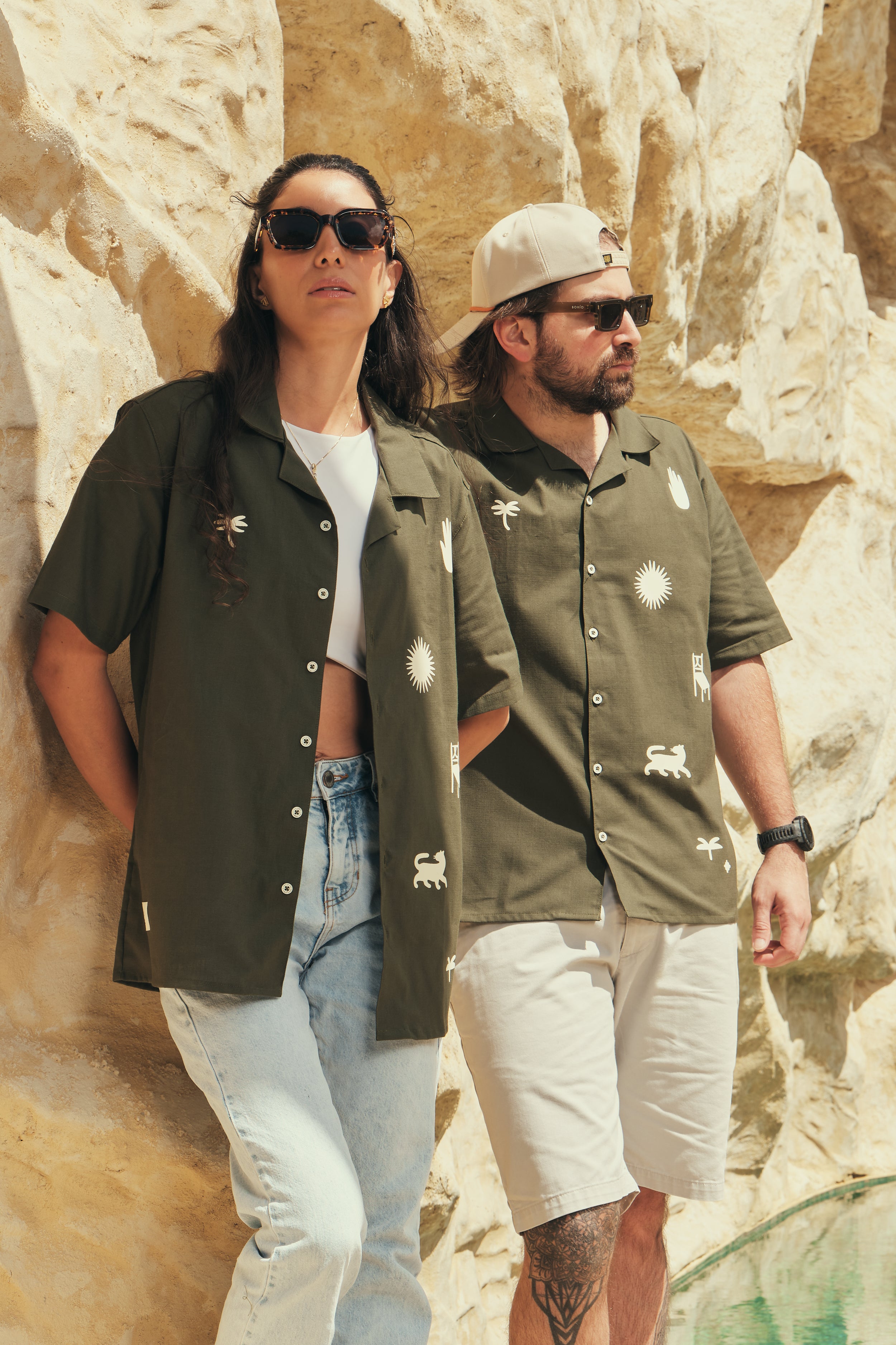 Camisa Hombre Gente Del Trópico Verde Oliva (Algodón 100%)