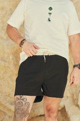Pantaloneta De Baño Masculina Unicolor Negro (Poliéster)