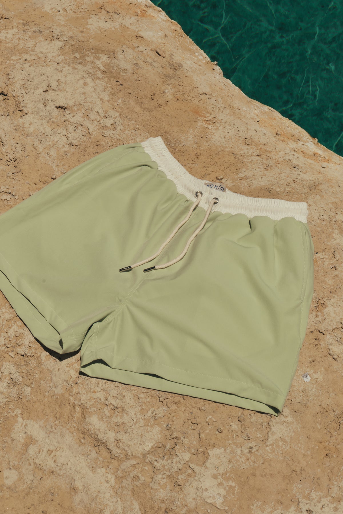 Pantaloneta De Baño Masculina Unicolor Verde Menta (Poliéster)