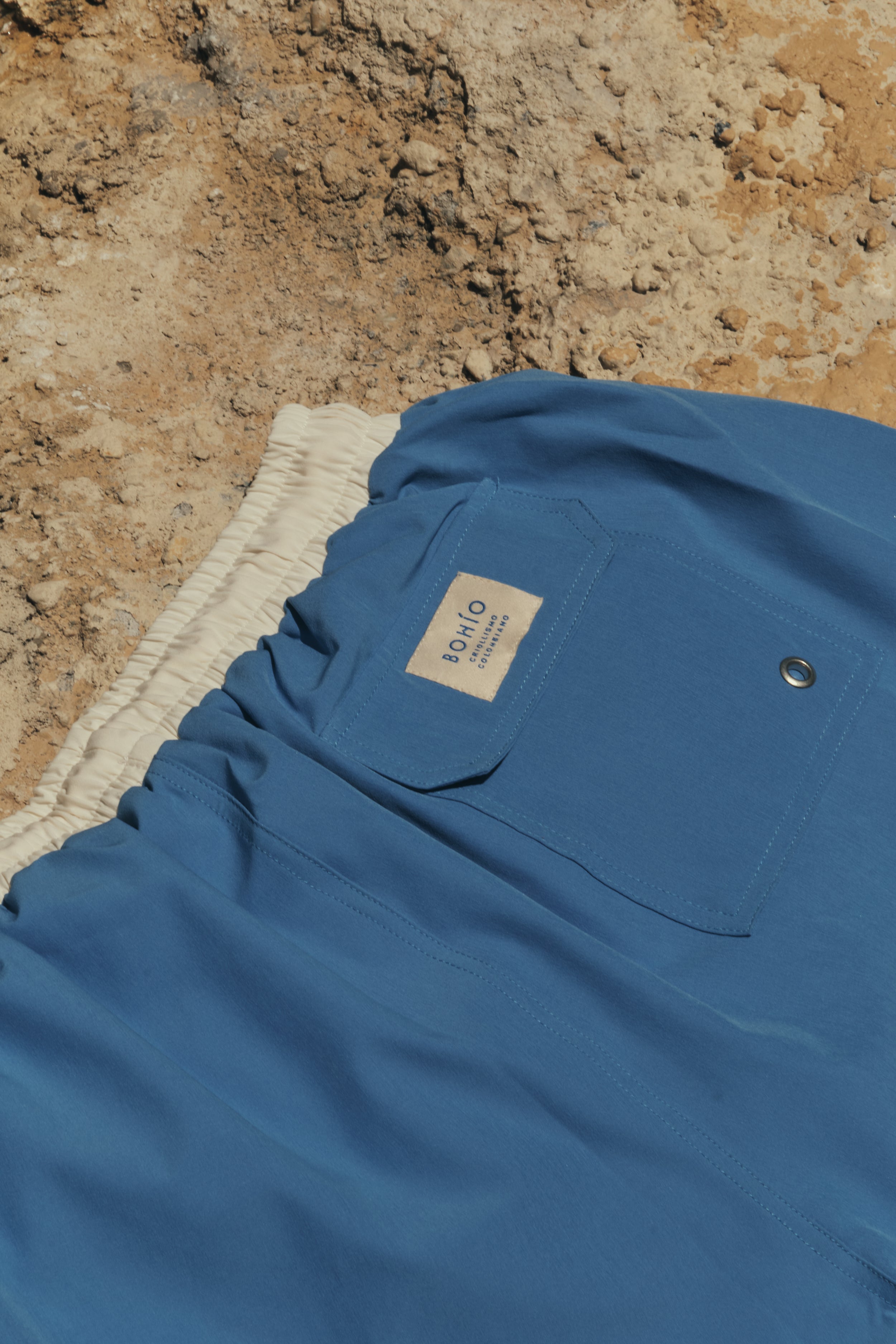 Pantaloneta De Baño Masculina Unicolor Azul (Poliester)
