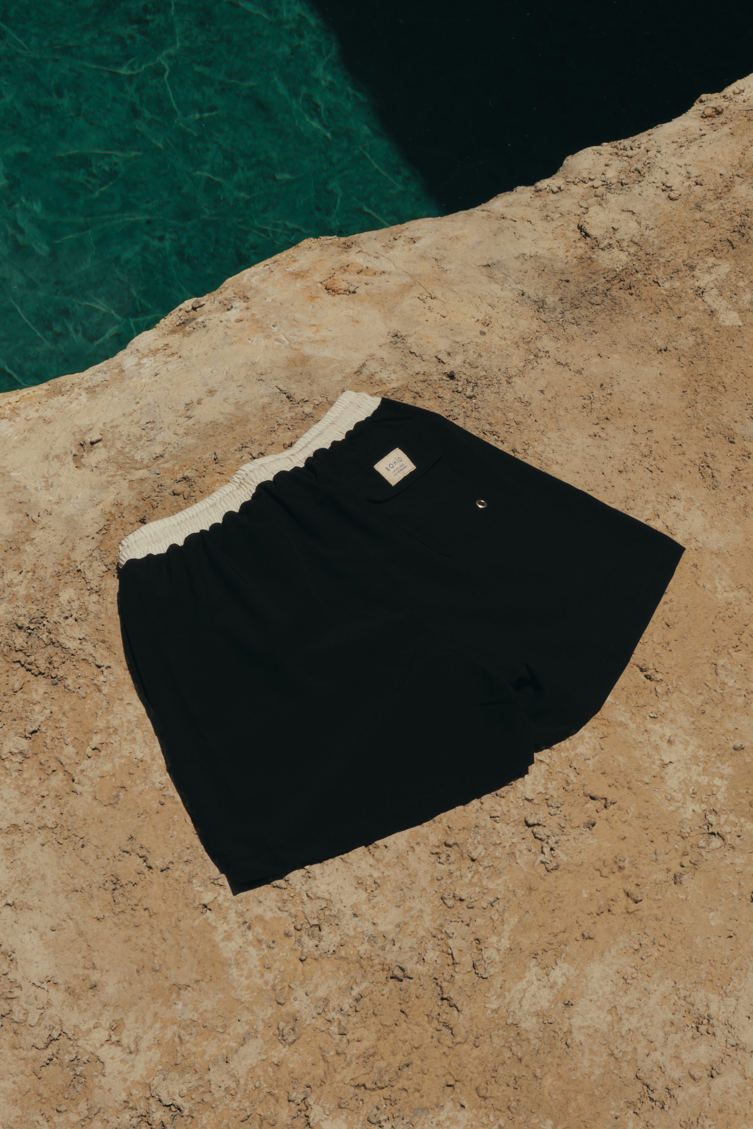 Pantaloneta De Baño Masculina Unicolor Negro (Poliéster)