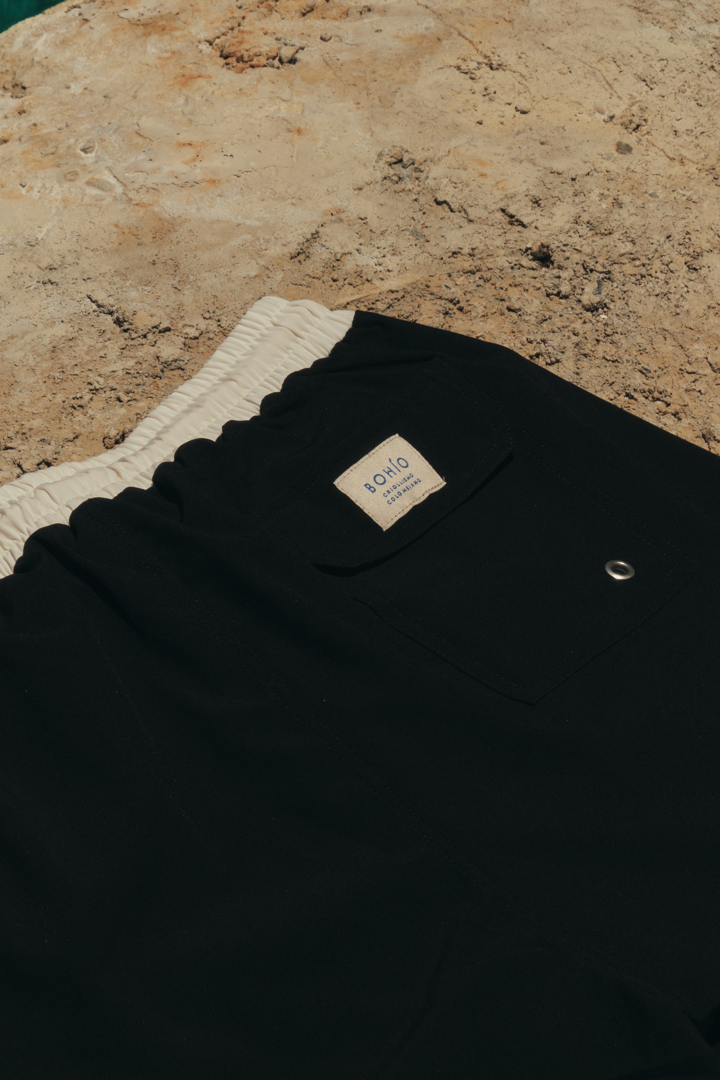 Pantaloneta De Baño Masculina Unicolor Negro (Poliéster)