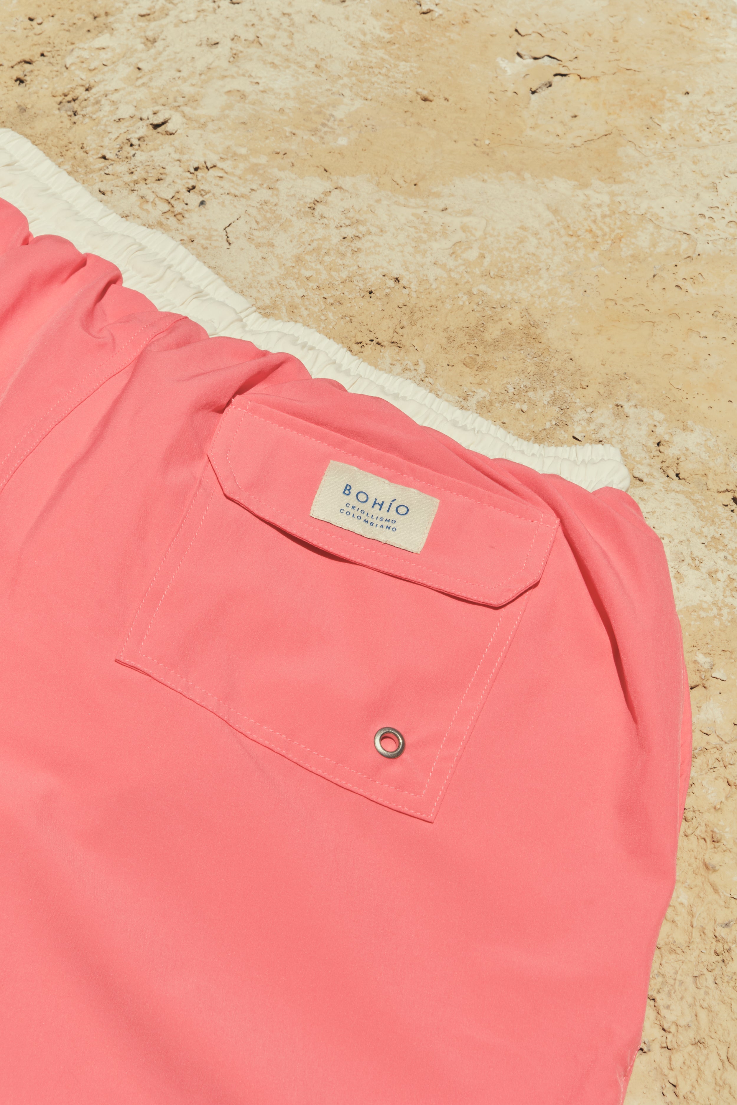 Pantaloneta De Baño Masculina Unicolor Salmón (Poliester)