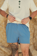 Pantaloneta De Baño Masculina Unicolor Azul (Poliester)