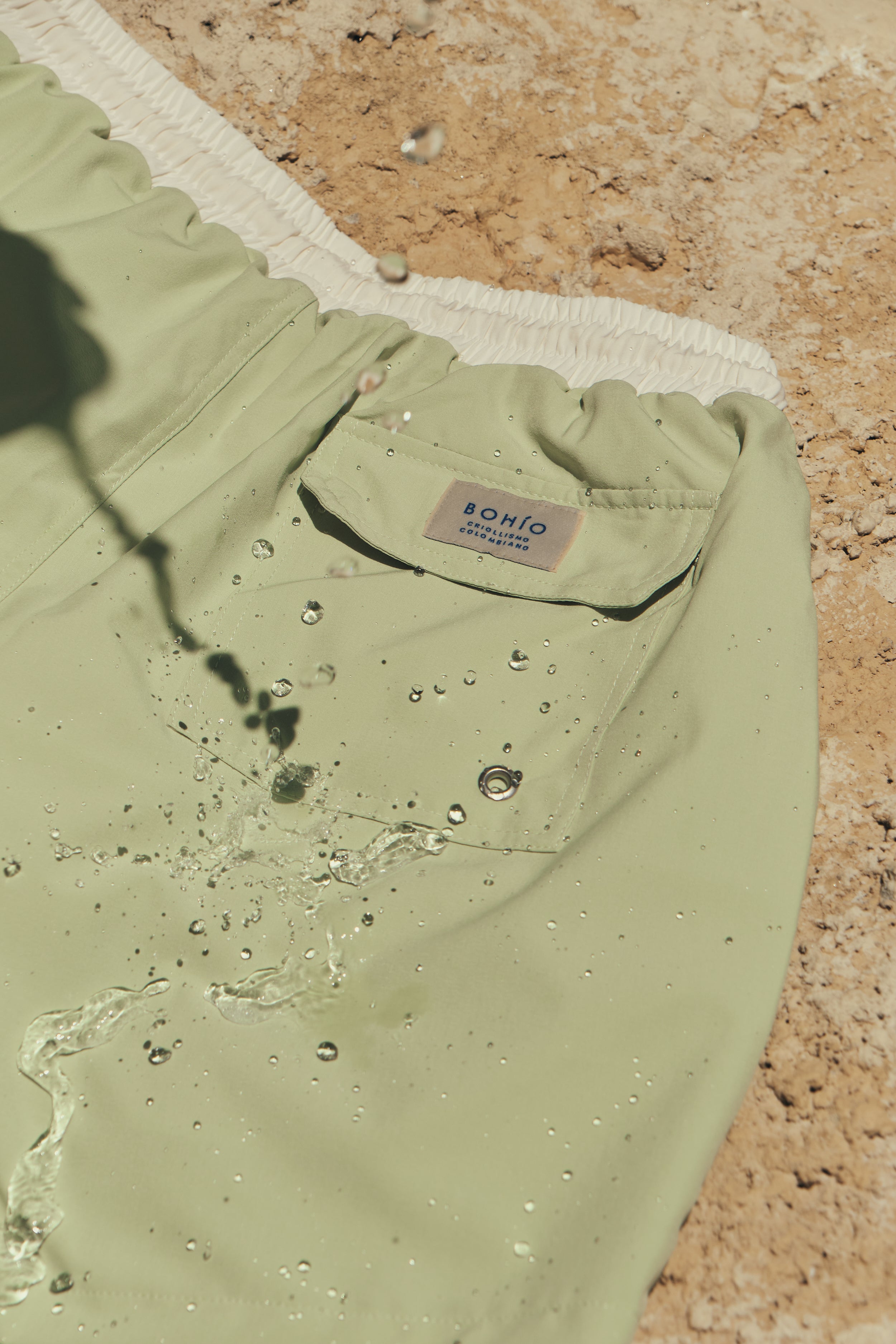 Pantaloneta De Baño Masculina Unicolor Verde Menta (Poliéster)