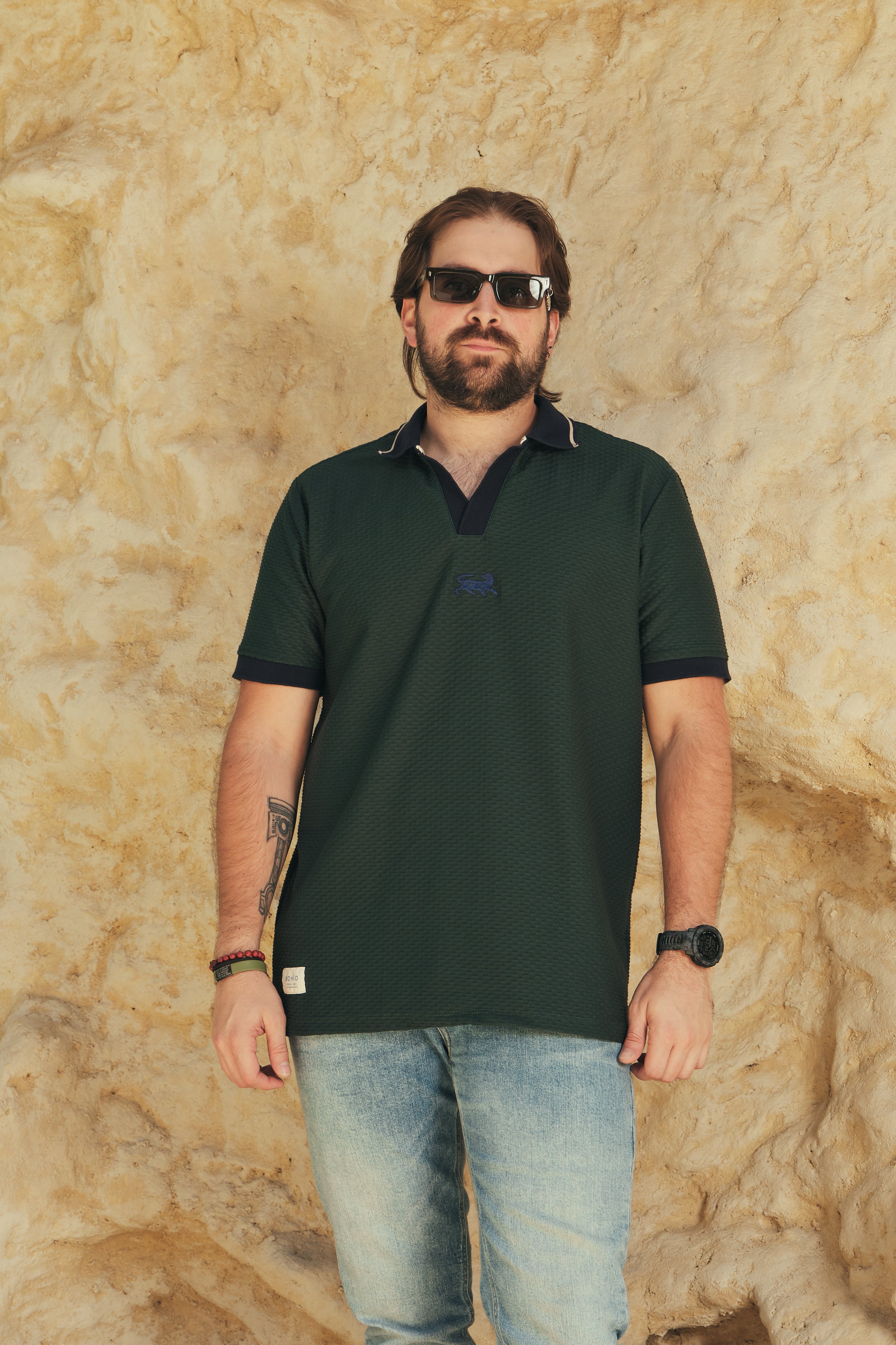 Camisa Polo Masculina Básica Bacana verde (Algodón 100%)
