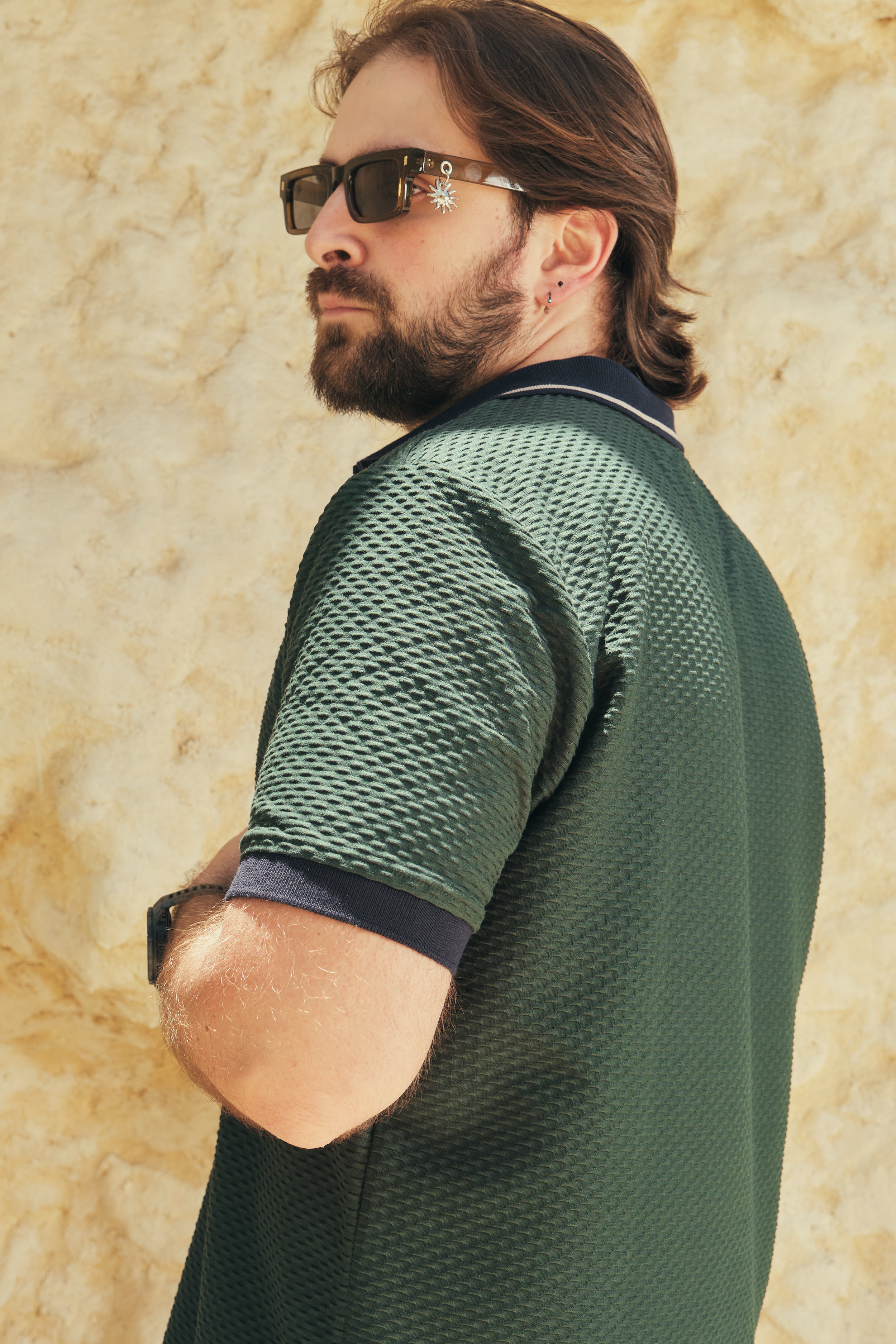 Camisa Polo Masculina Básica Bacana verde (Algodón 100%)