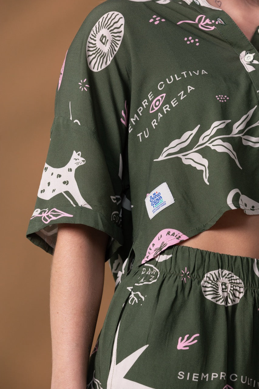 Camisa Femenina Corta Raíces (Rayón)