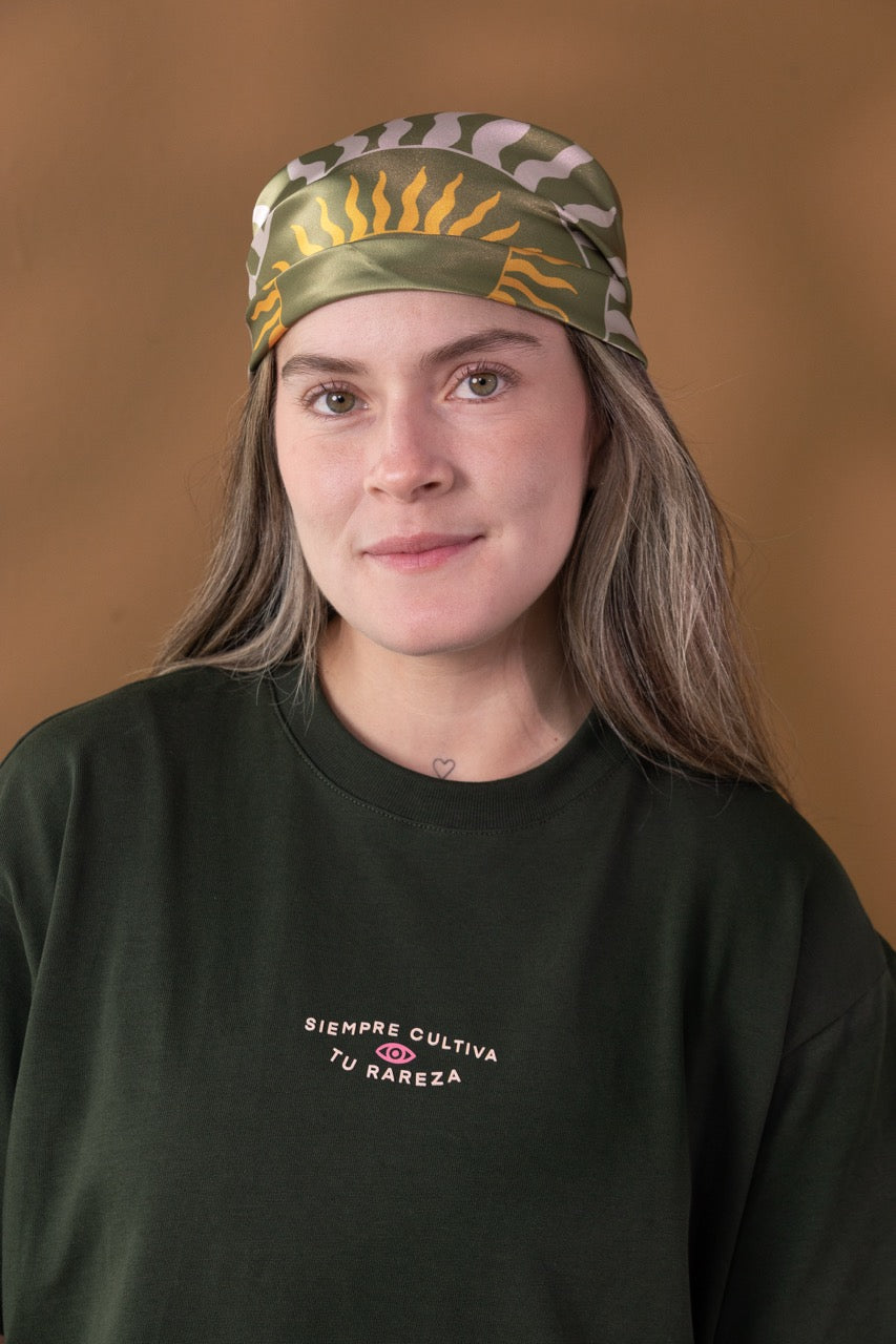 Camiseta Unisex Media Oversize Raíces Verde (Algodón 270 Gr)
