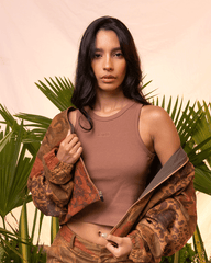 Crop Top Mujer Básico Café (Rib)