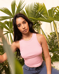 Crop Top Mujer Básico Palo de rosa (Rib)