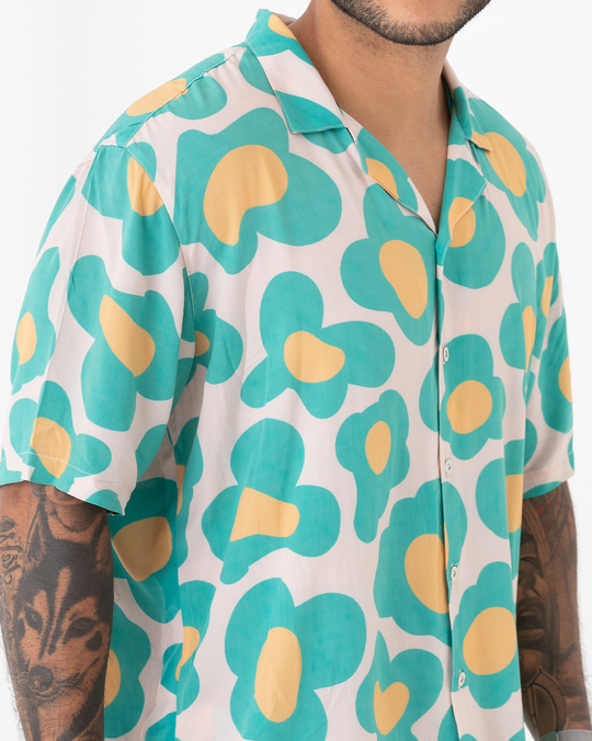 Camisa Hombre Fauna Verde y Beige (Chalis)