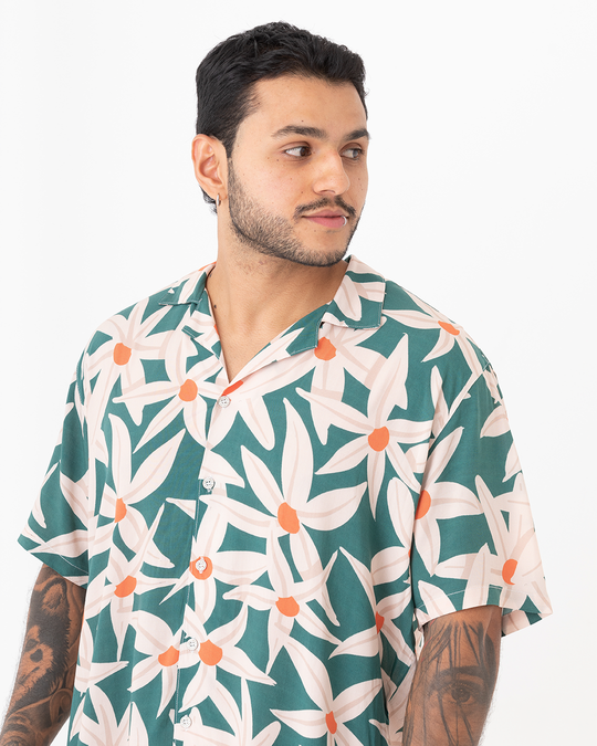 Camisa Hombre Flora Verde (Chalis)