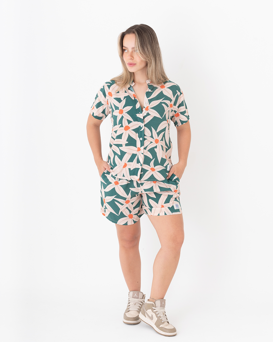 Camisa Mujer Flora Verde (Chalis)