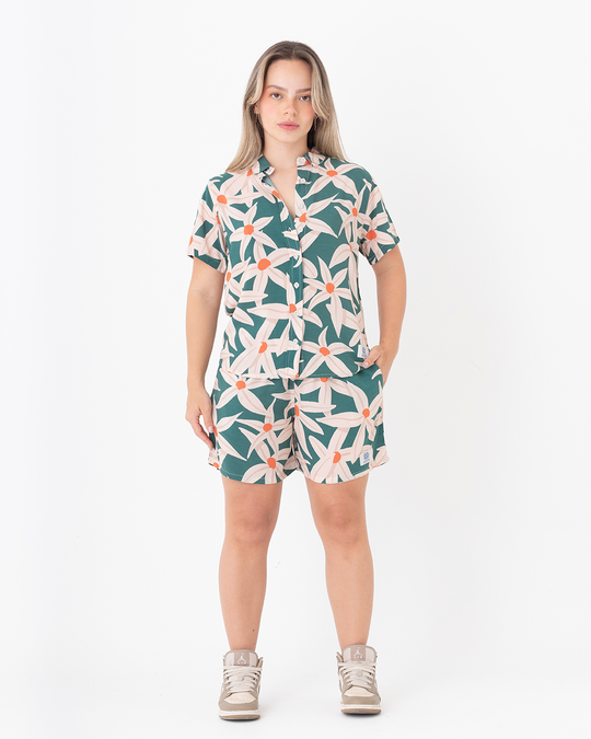 Camisa Mujer Flora Verde (Chalis)