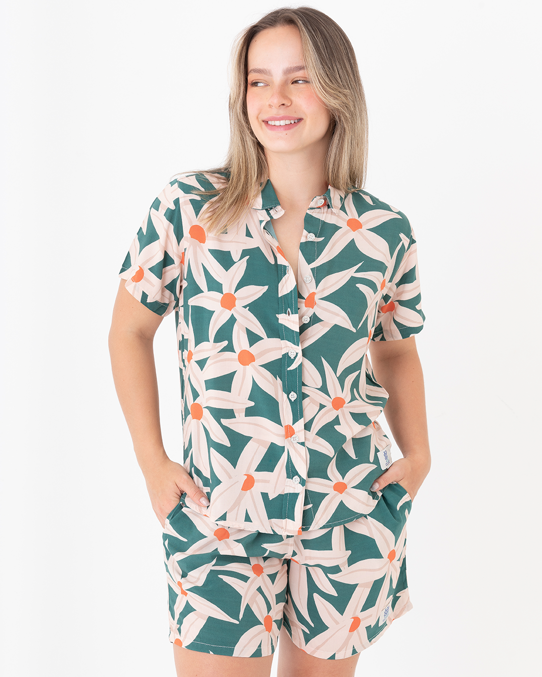 Camisa Mujer Flora Verde (Chalis)