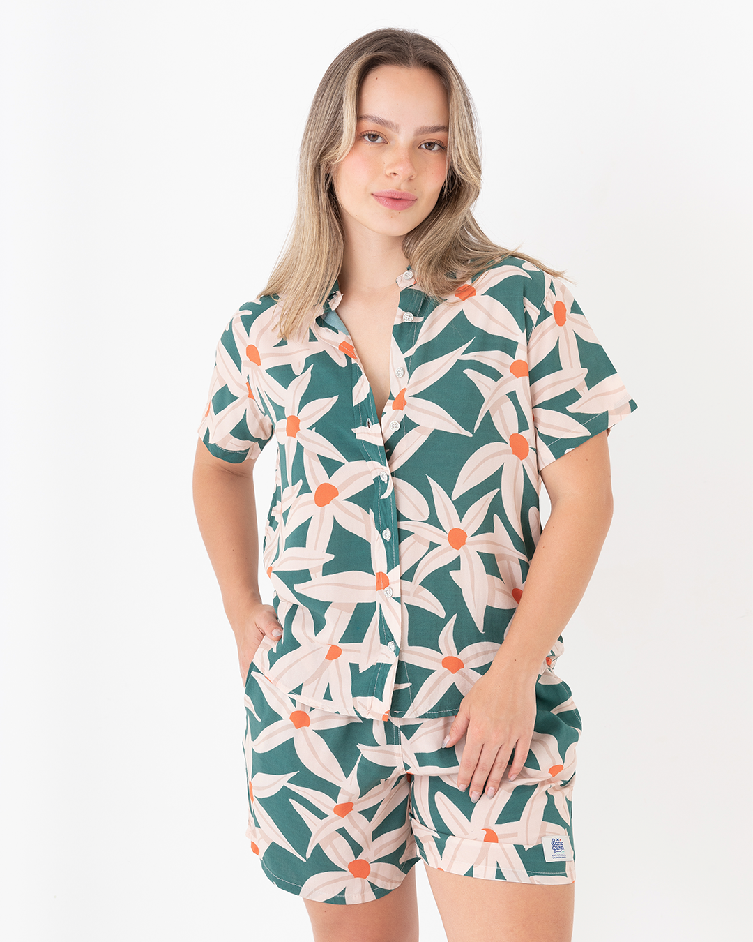 Camisa Mujer Flora Verde (Chalis)