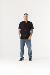 Camisa Hombre Cuello Mao Negra Solano (Chalis)