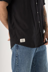 Camisa Hombre Cuello Mao Negra Solano (Chalis)