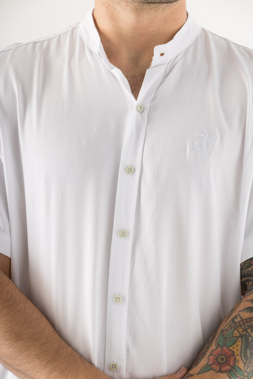 Camisa Hombre Cuello Mao Blanca Cartagena (Chalis)
