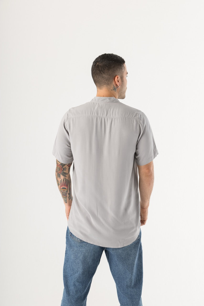 Camisa Hombre Cuello Mao Gris Barú (Chalis)