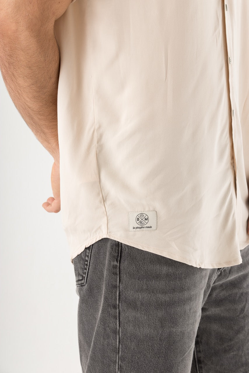 Camisa Hombre Cuello Mao Caqui Tayrona (Chalis)