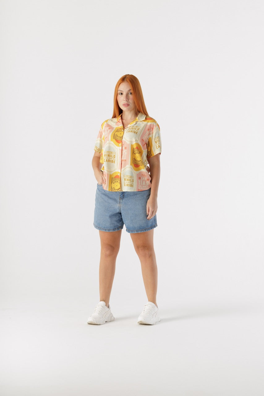 Camisa Mujer Discos Fuentes X Bohío (Rayón)