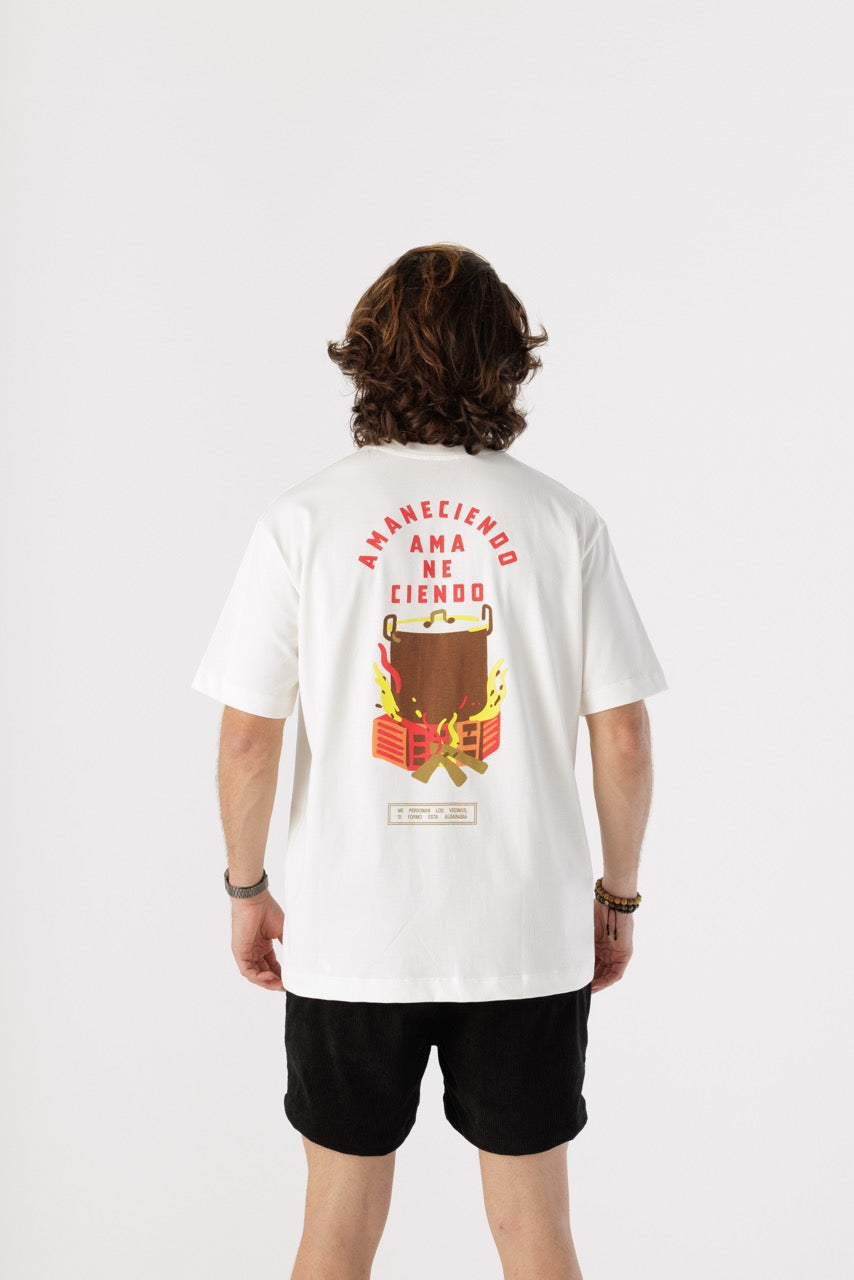 Camiseta Oversize Amaneciendo Discos Fuentes X Bohío (Algodón 270 Grs)