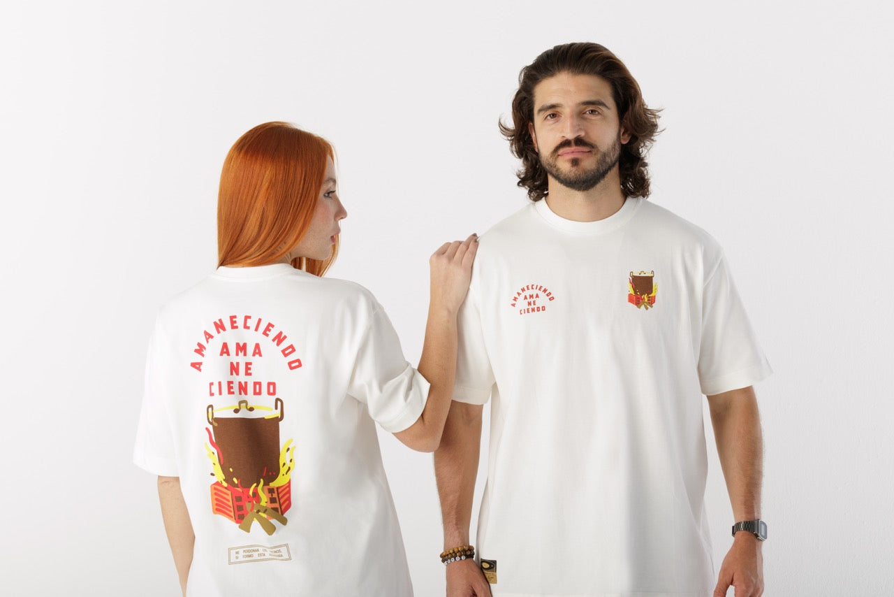 Camiseta Oversize Amaneciendo Discos Fuentes X Bohío (Algodón 270 Grs)