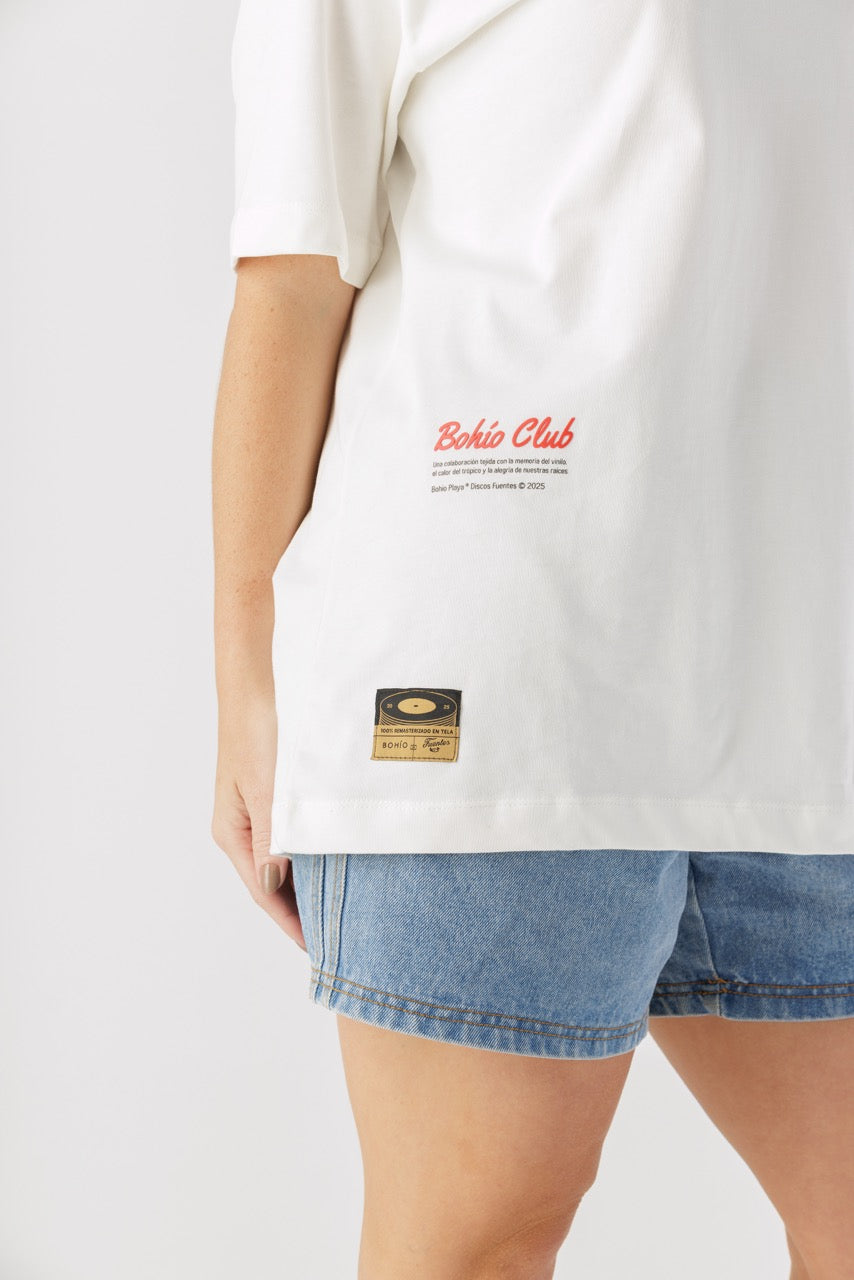 Camiseta Oversize Trópico Discos Fuentes X Bohío (Algodón 270 Grs)