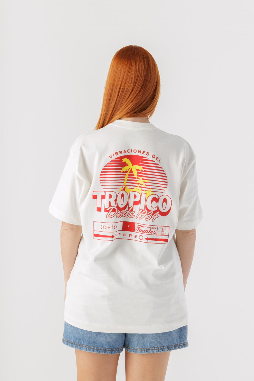 Camiseta Oversize Trópico Discos Fuentes X Bohío (Algodón 270 Grs)