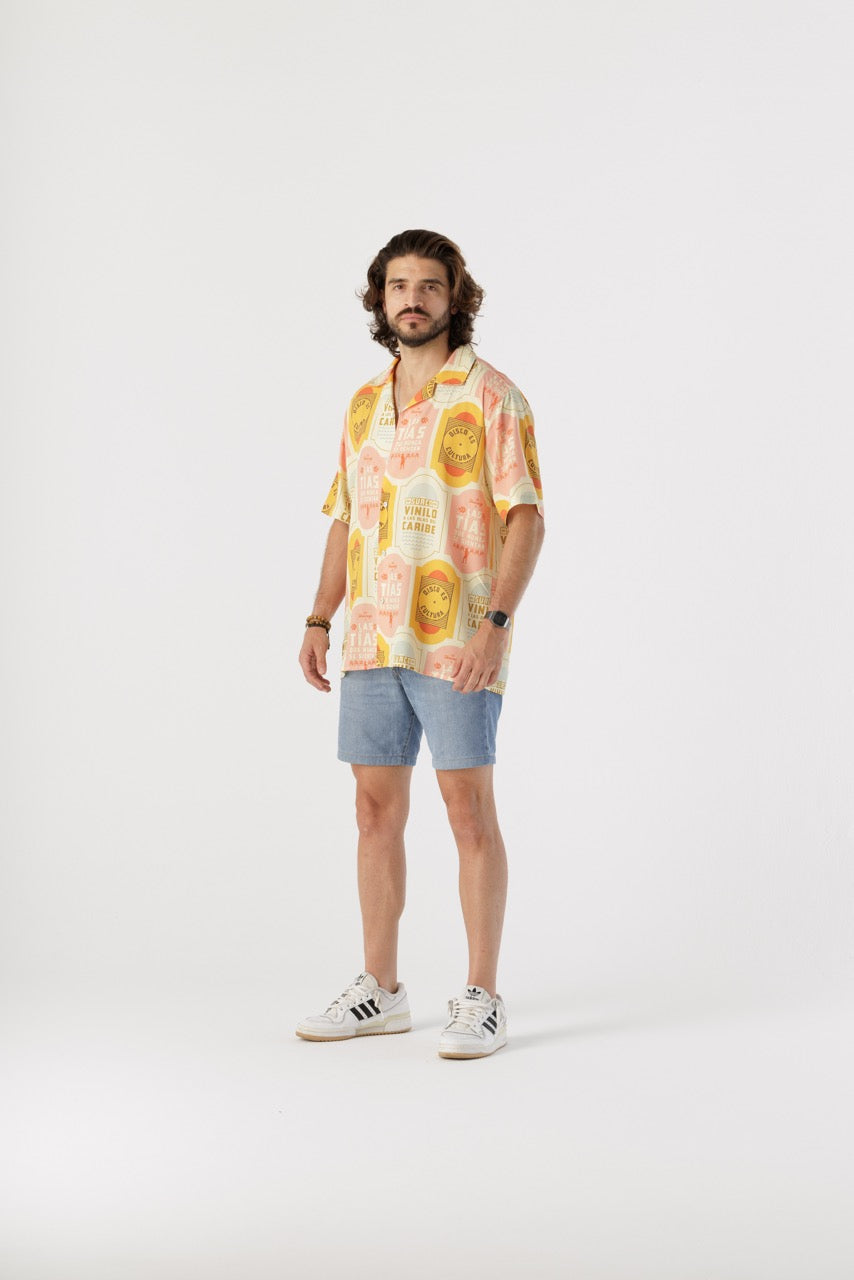 Camisa Masculina Discos Fuentes X Bohío (Rayón)