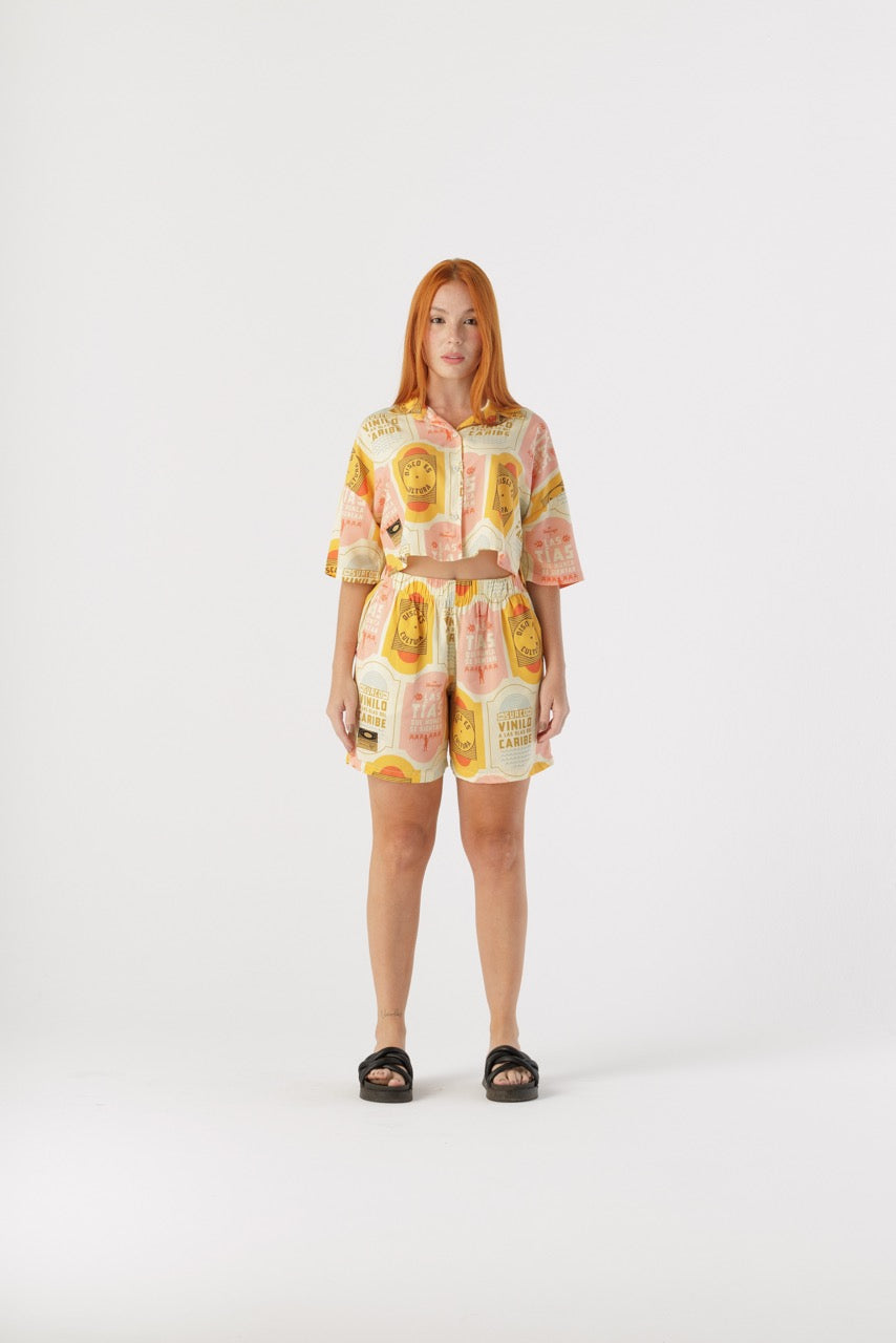 Camisa Corta Mujer Discos Fuentes X Bohío (Rayón)