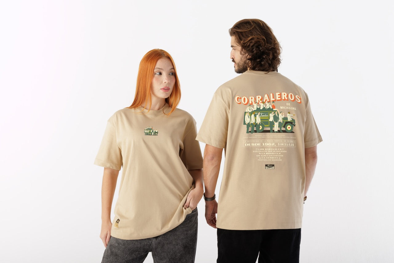 Camiseta Oversize Corraleros Discos Fuentes X Bohío (Algodón 270 Grs)