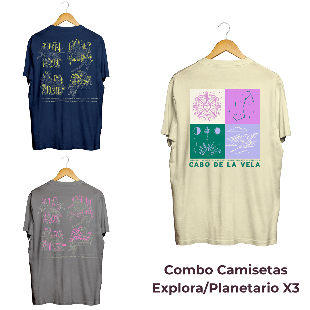 Combo Camisetas Explora / planetario X3